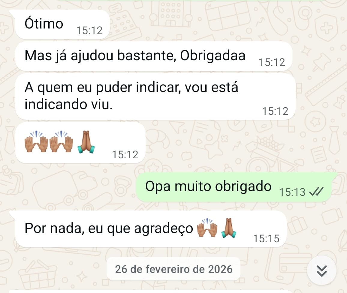 Elogio de cliente no WhatsApp